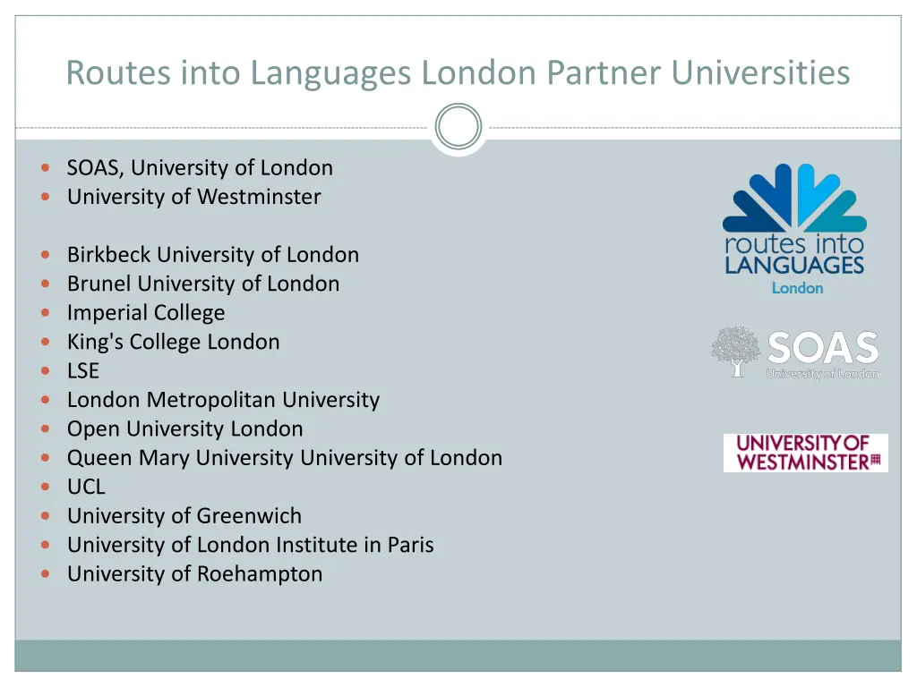 routes into languages london partner universities