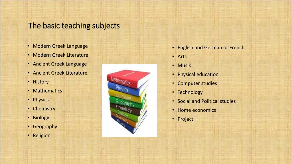the basic teaching subjects the basic teaching