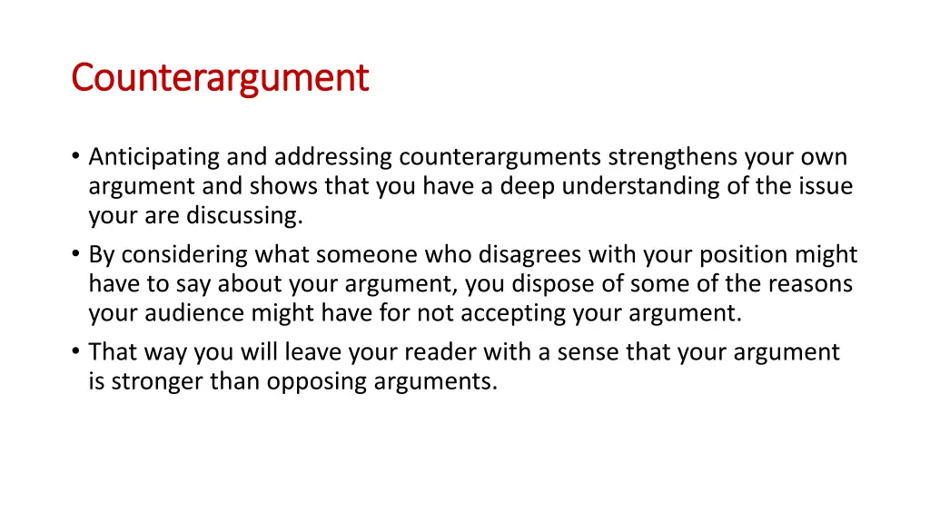 counterargument counterargument