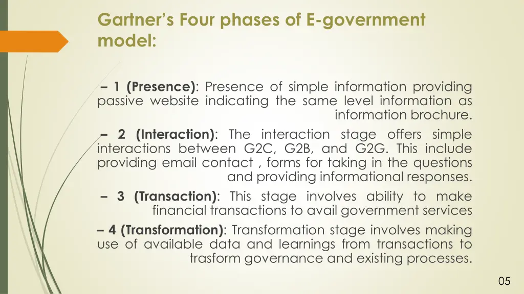 gartner s four phases of e government model