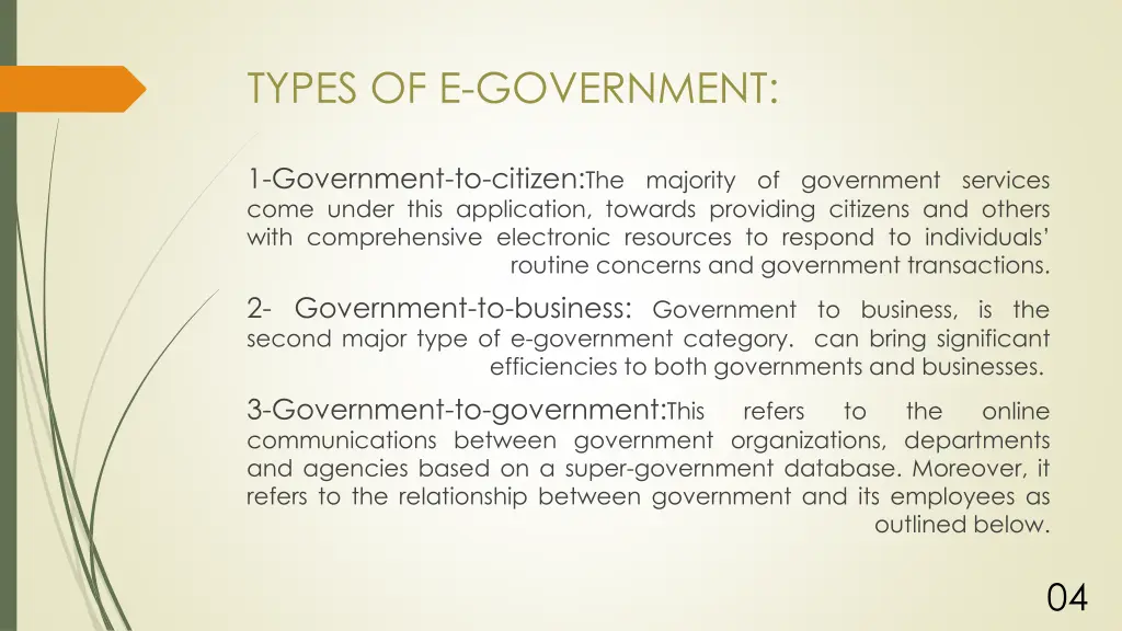 types of e government