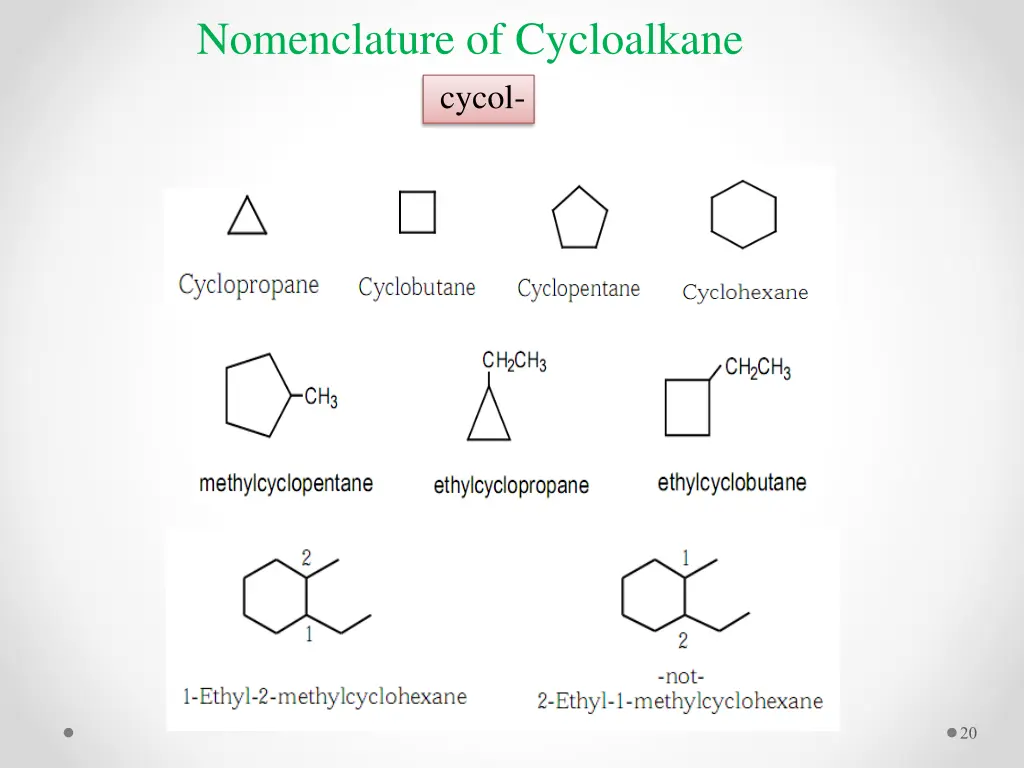 nomenclature of cycloalkane cycol