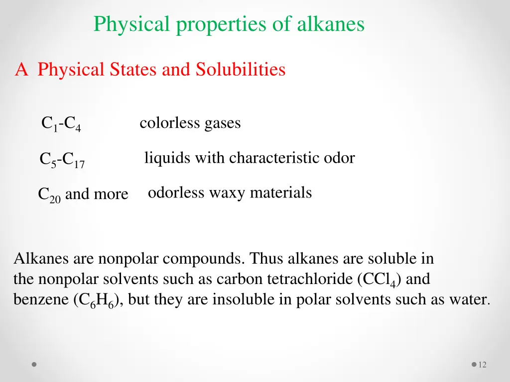 physical properties of alkanes