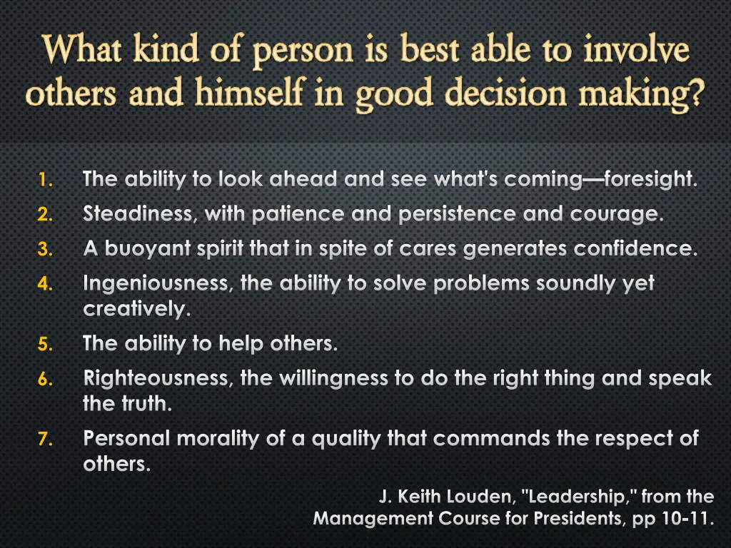 what kind of person is best able to involve