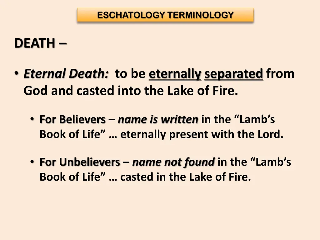 eschatology terminology 5
