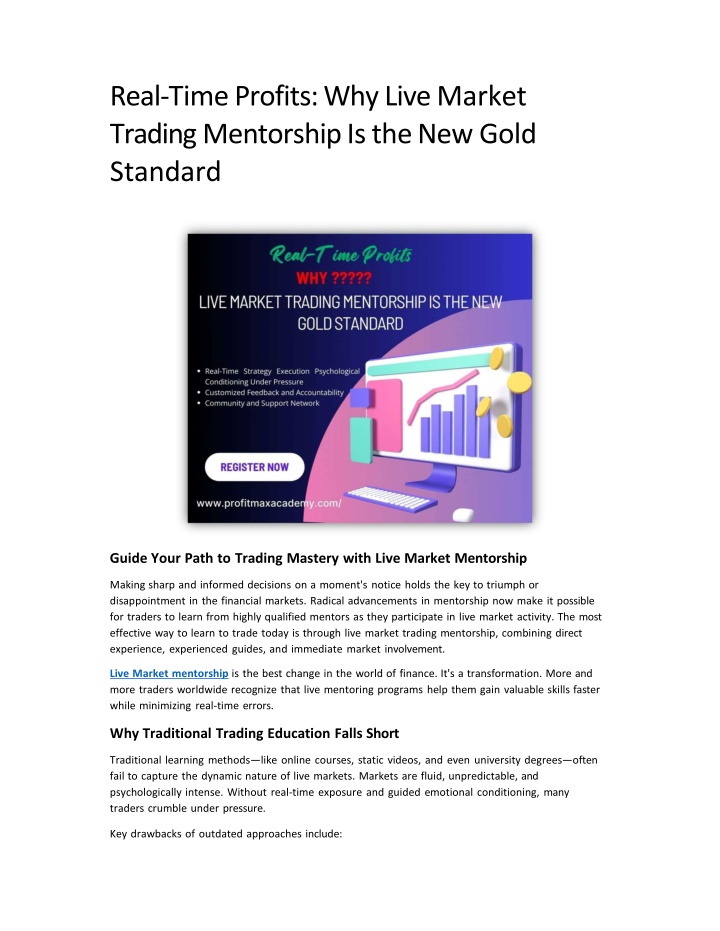 real time profits why live market trading