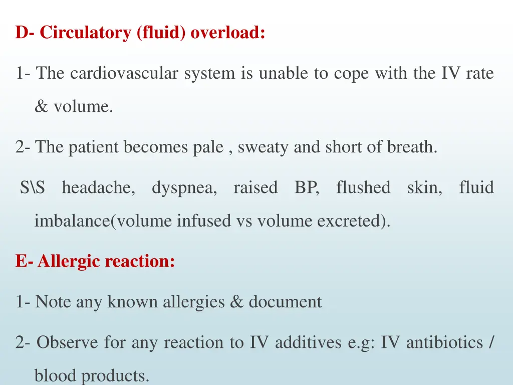 d circulatory fluid overload