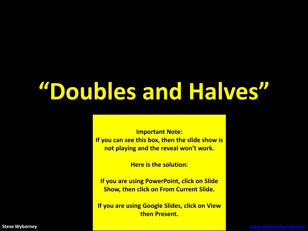 doubles and halves 1