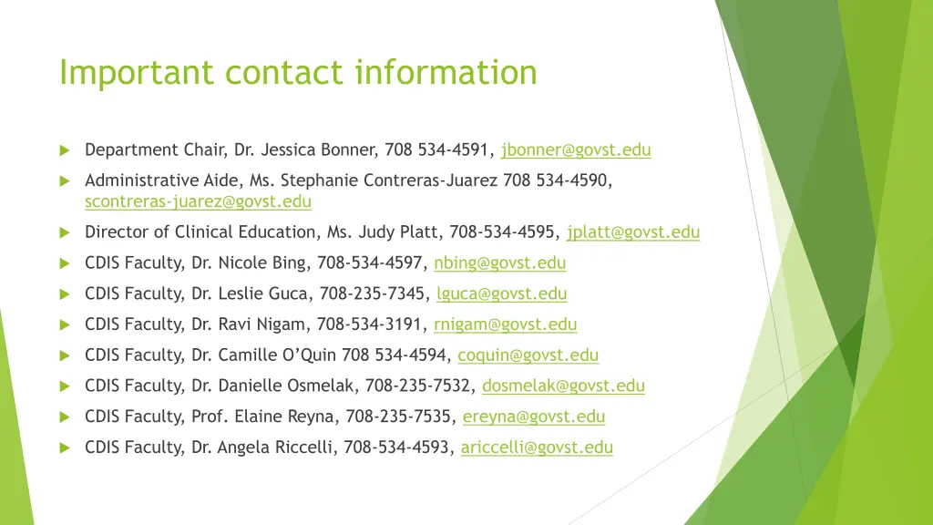 important contact information