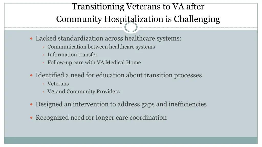transitioning veterans to va after community