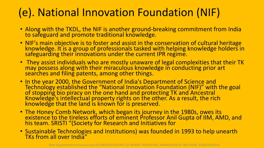 e national innovation foundation nif