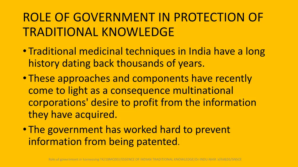 role of government in protection of traditional