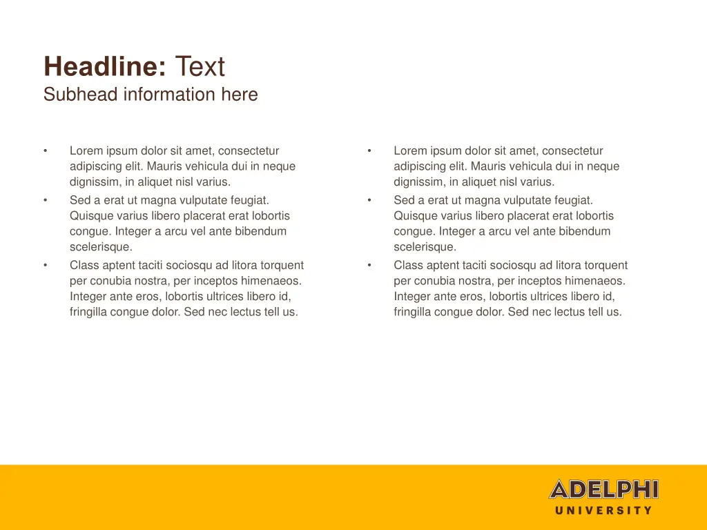 headline text subhead information here 2
