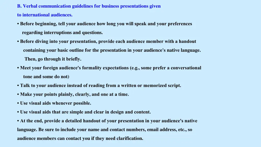 b verbal communication guidelines for business