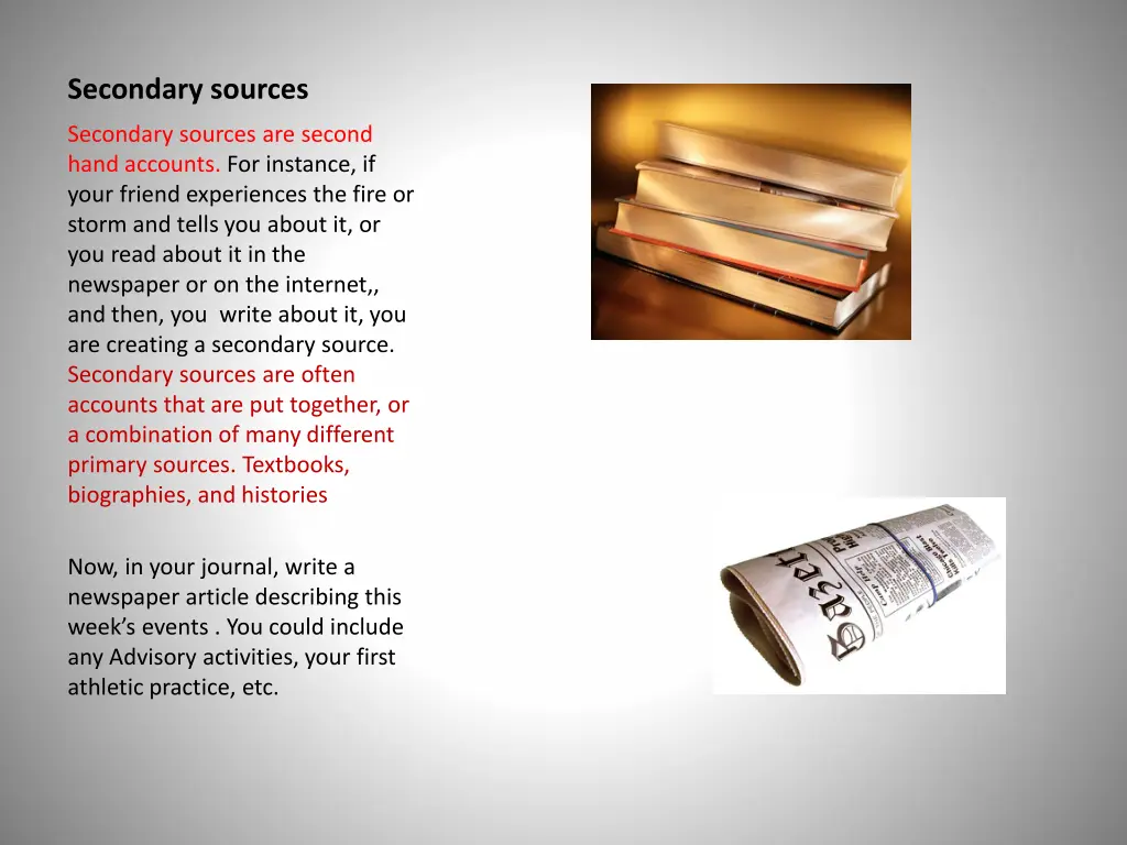 secondary sources