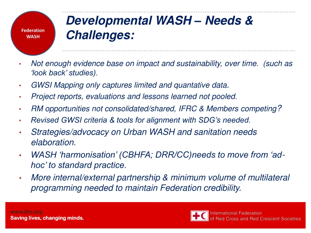 developmental wash needs challenges