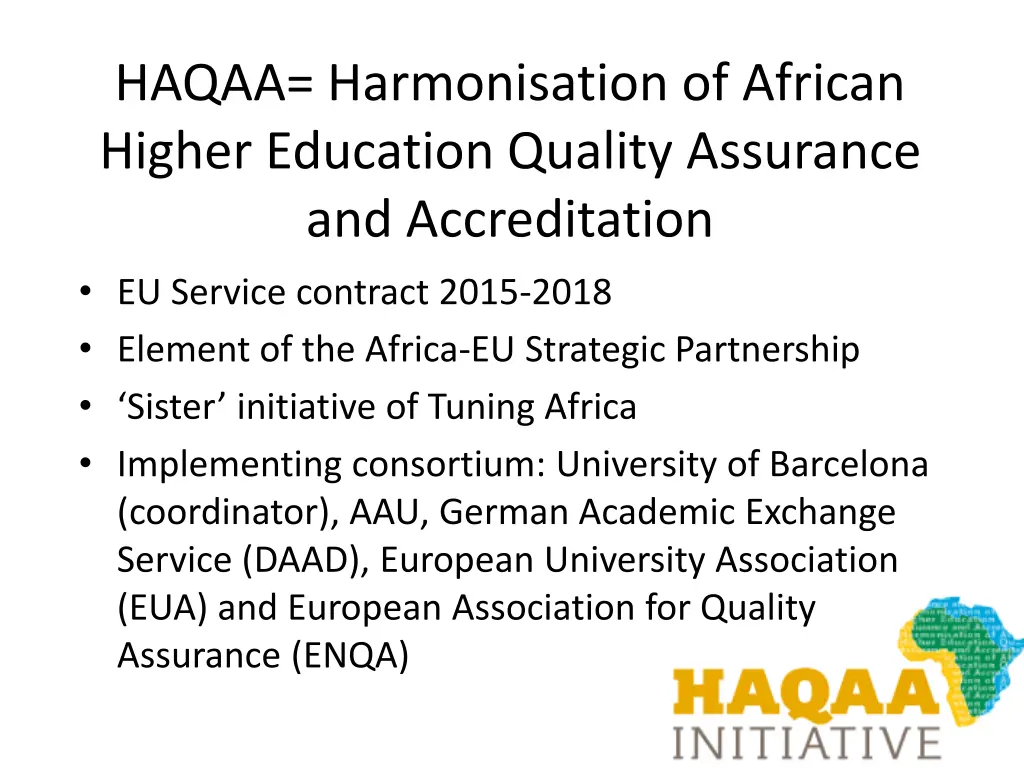 haqaa harmonisation of african higher education