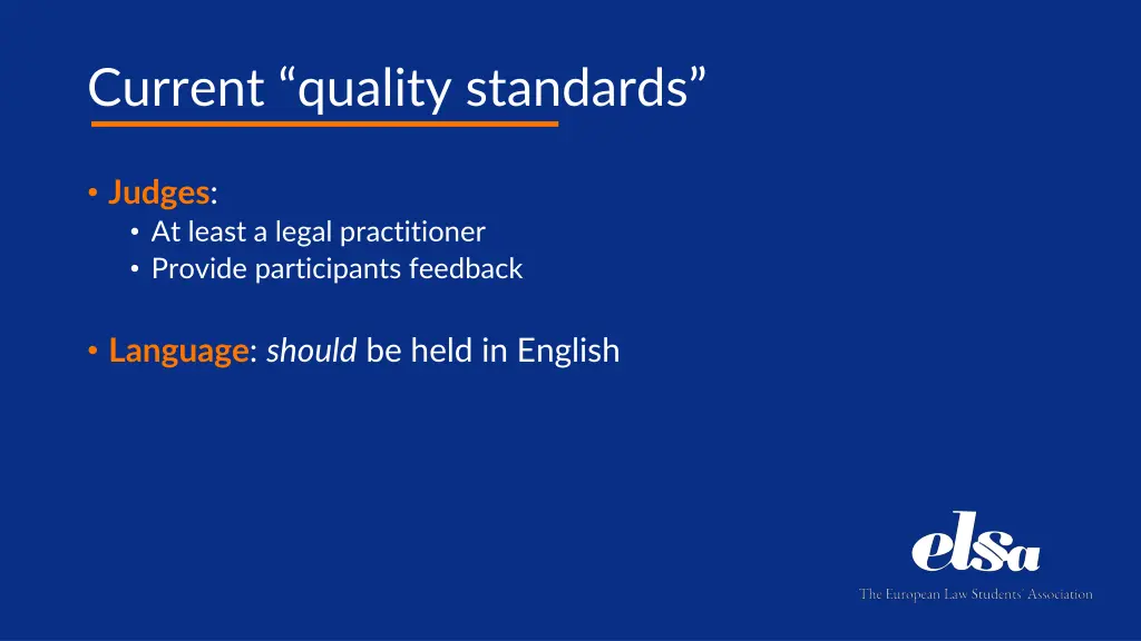 current quality standards