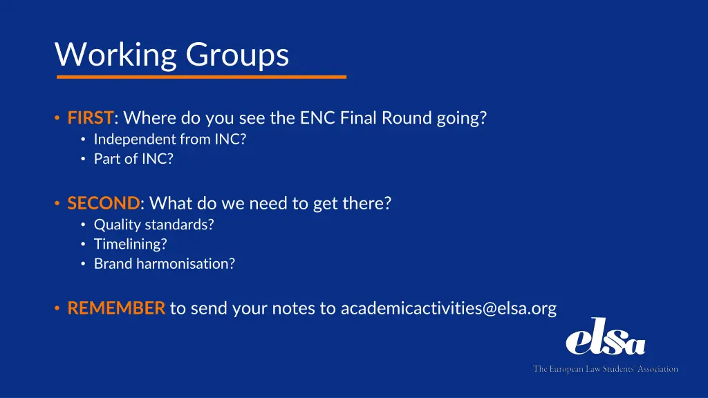 working groups