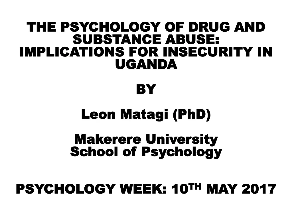 the psychology of drug and the psychology of drug