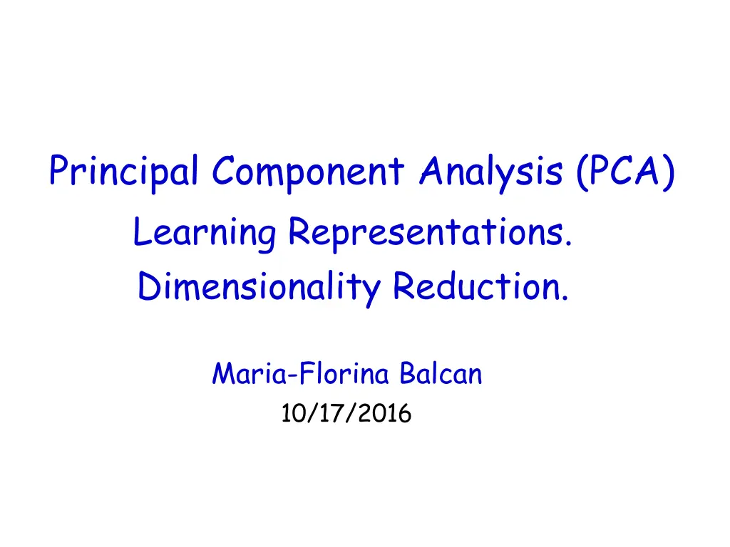 principal component analysis pca learning