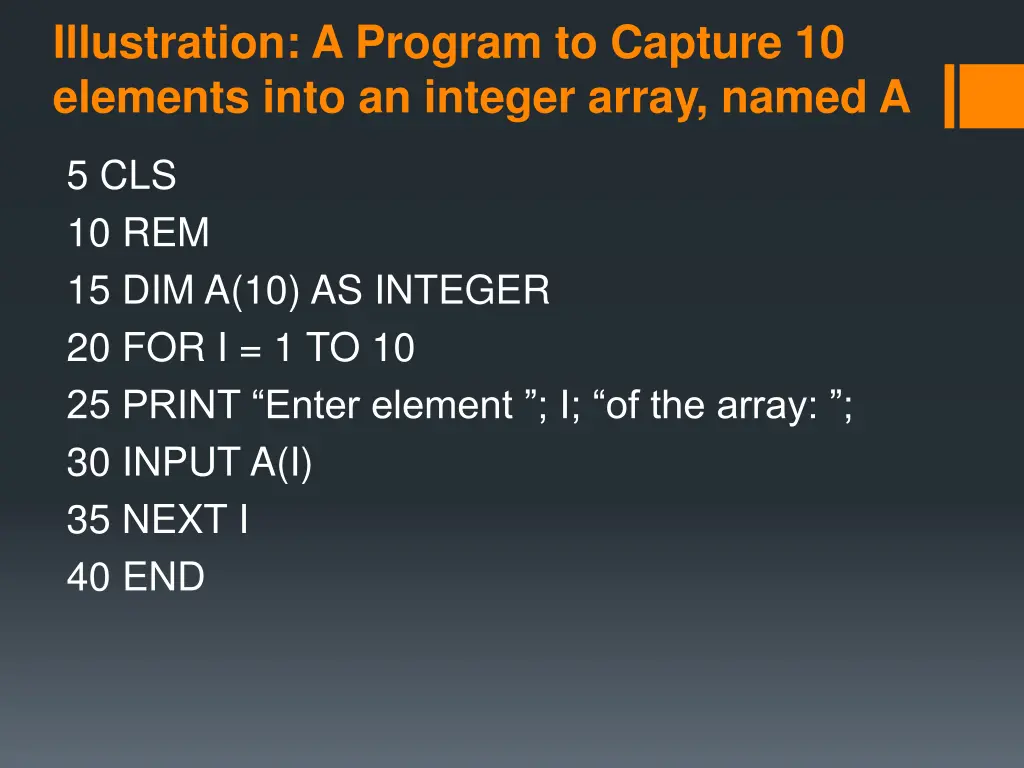 illustration a program to capture 10 elements