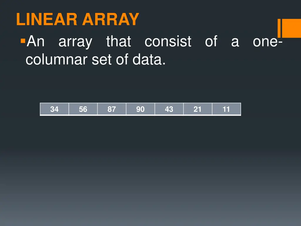 linear array an array that consist