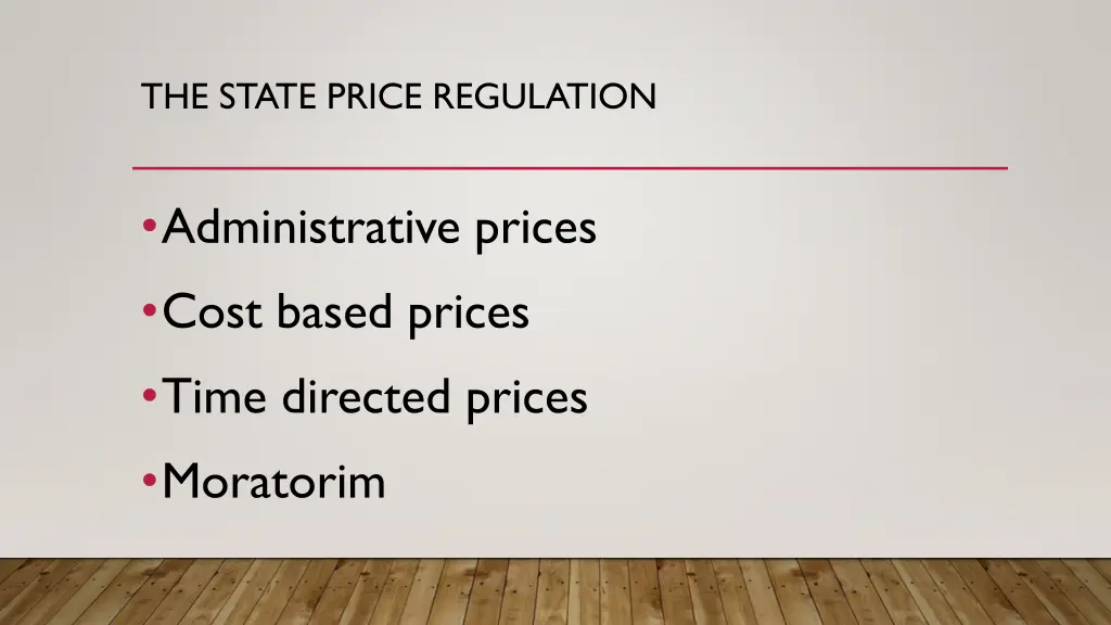 the state price regulation