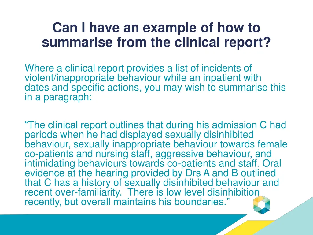 can i have an example of how to summarise from
