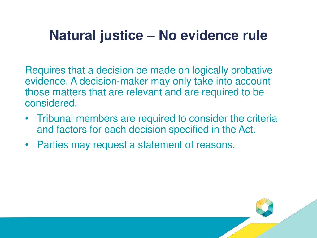 natural justice no evidence rule