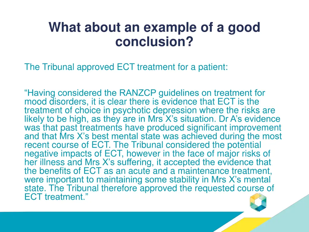 what about an example of a good conclusion