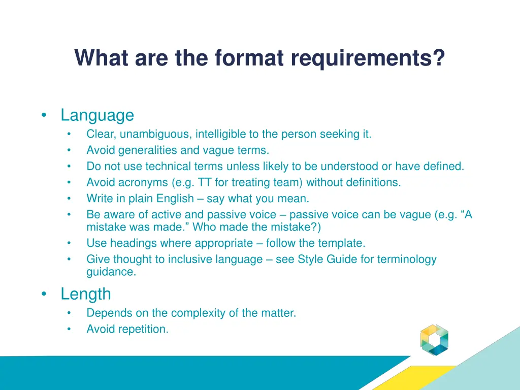 what are the format requirements