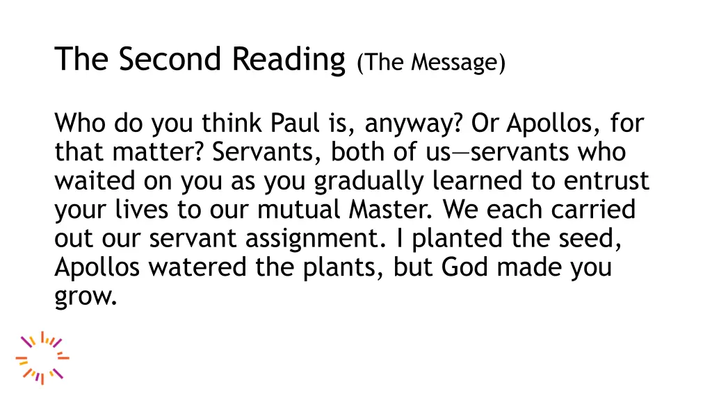 the second reading the message