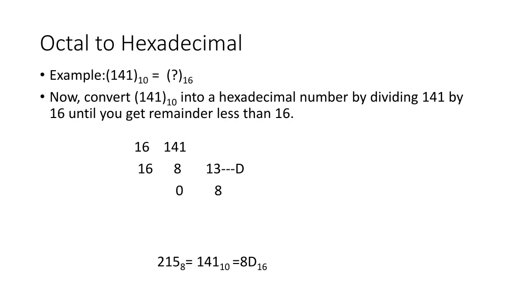 octal to hexadecimal 1