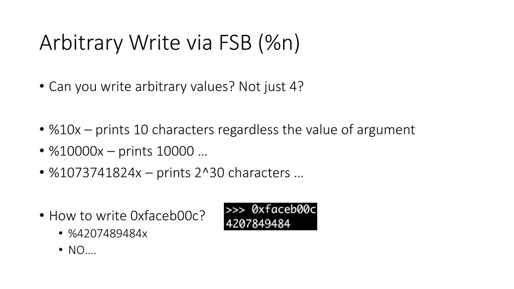 arbitrary write via fsb n
