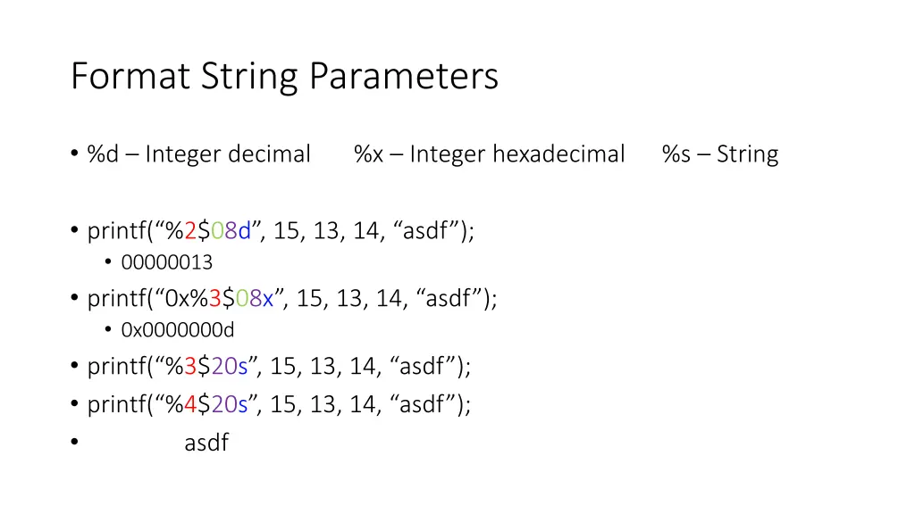 format string parameters 1