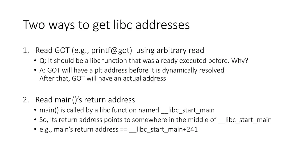 two ways to get libc addresses