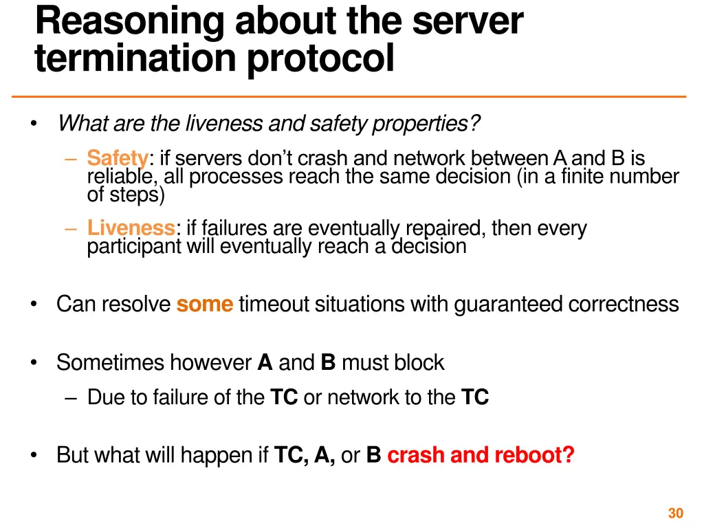 reasoning about the server termination protocol