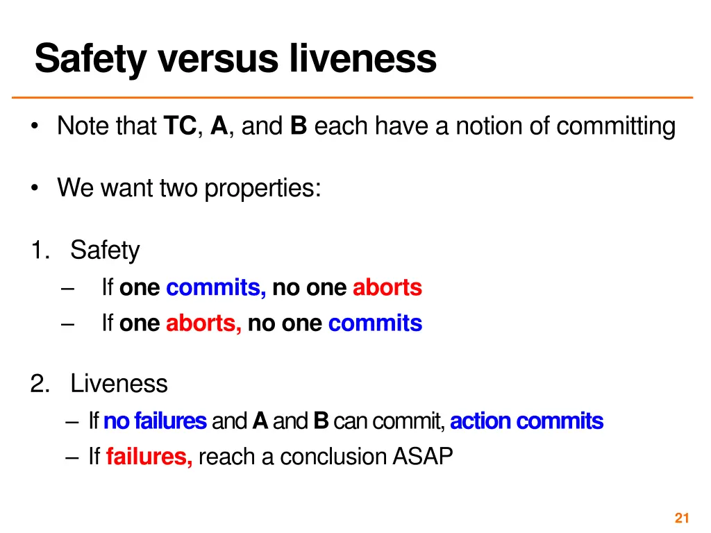safety versus liveness