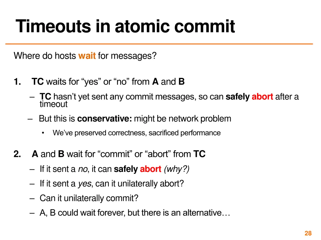 timeouts in atomic commit