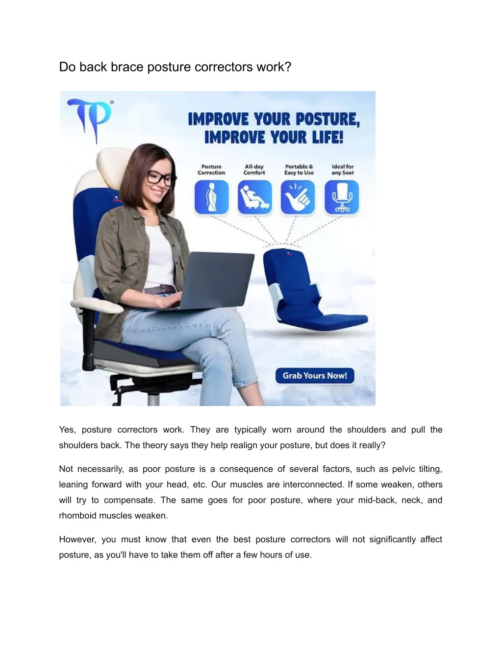do back brace posture correctors work