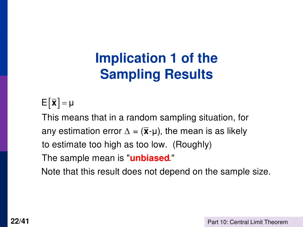 implication 1 of the sampling results