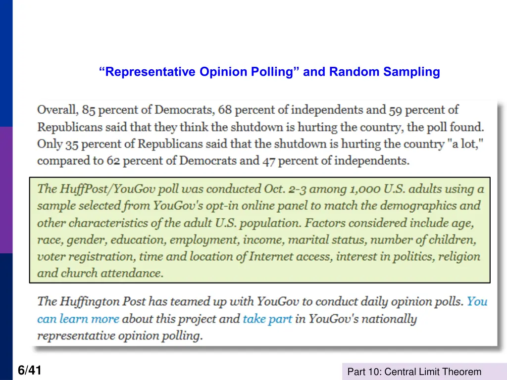 representative opinion polling and random sampling