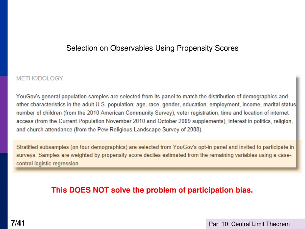 selection on observables using propensity scores
