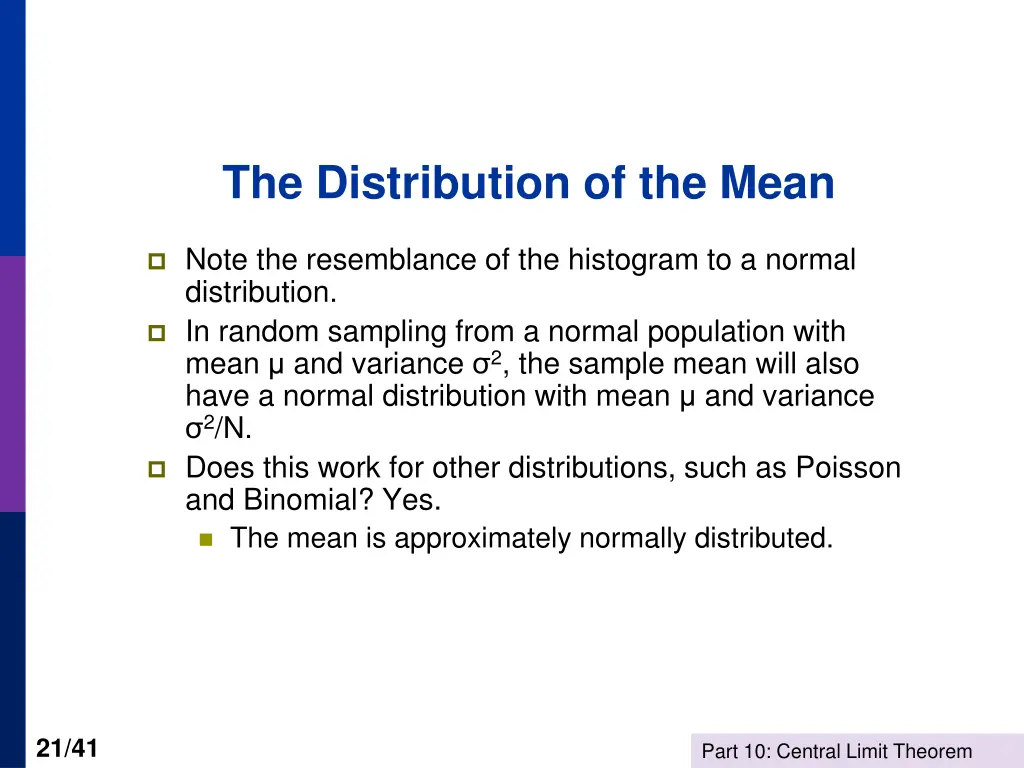 the distribution of the mean