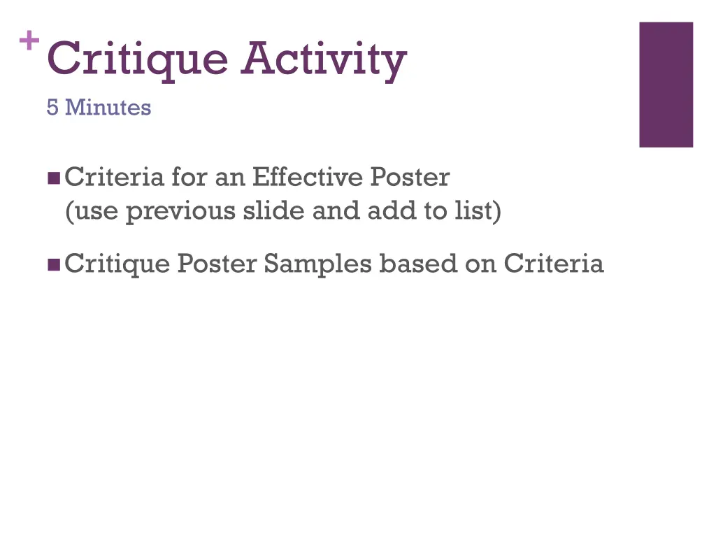 critique activity 5 minutes