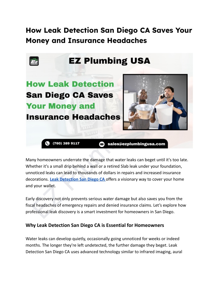 how leak detection san diego ca saves your money