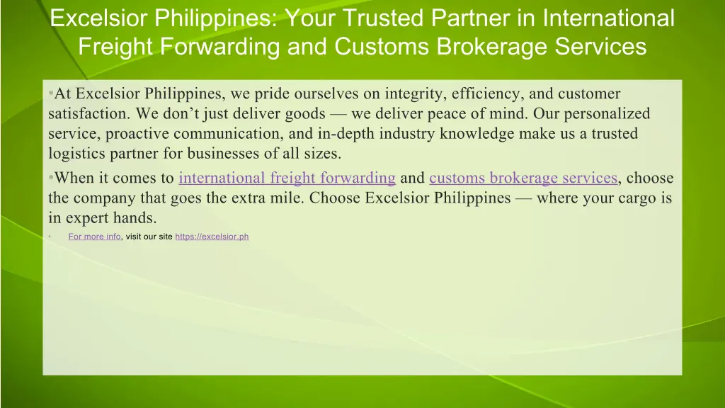 excelsior philippines your trusted partner 1