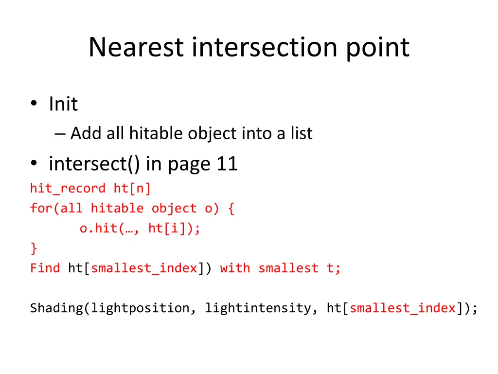 nearest intersection point